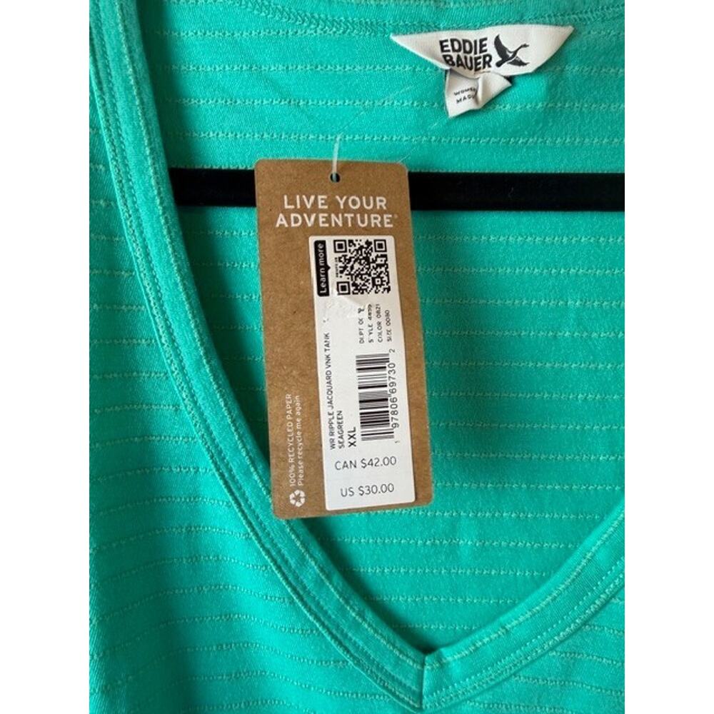 Women's Eddie Bauer Ripple Jacquard V-neck Tank Top, XXL, Seagreen NWT - Picture 5 of 6